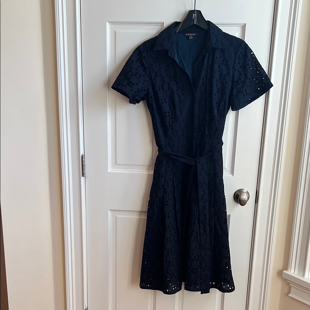 Elegant Brooks Brothers Navy Eyelet Dress